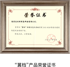 翼档产品荣誉证书